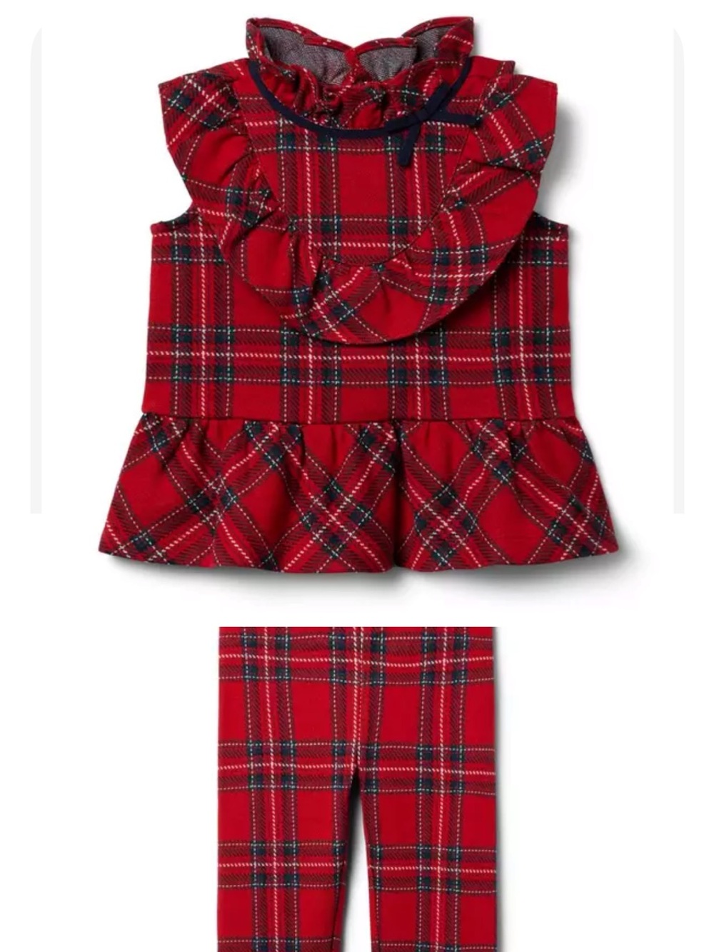 Janie and Jack Red Plaid Peplum Top and Leggings Set